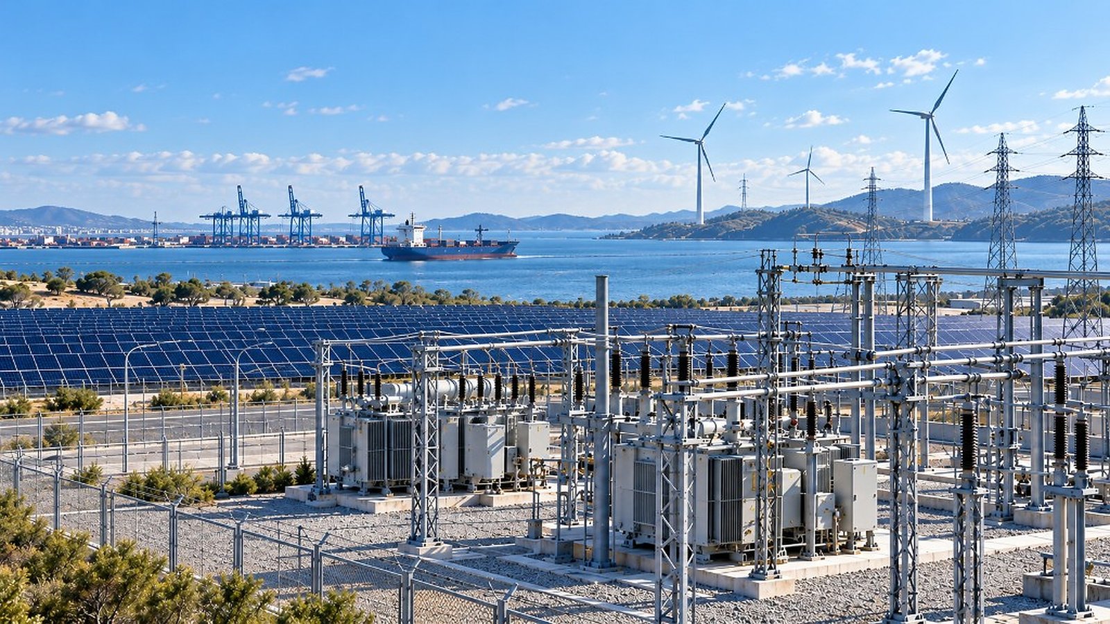 Güneş ve rüzgâr enerjisiyle desteklenen modern elektrik altyapısı
