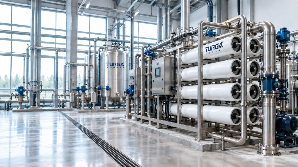 TURGA EXPORT logolu endüstriyel membran filtrasyon sistemi ve proses tankları